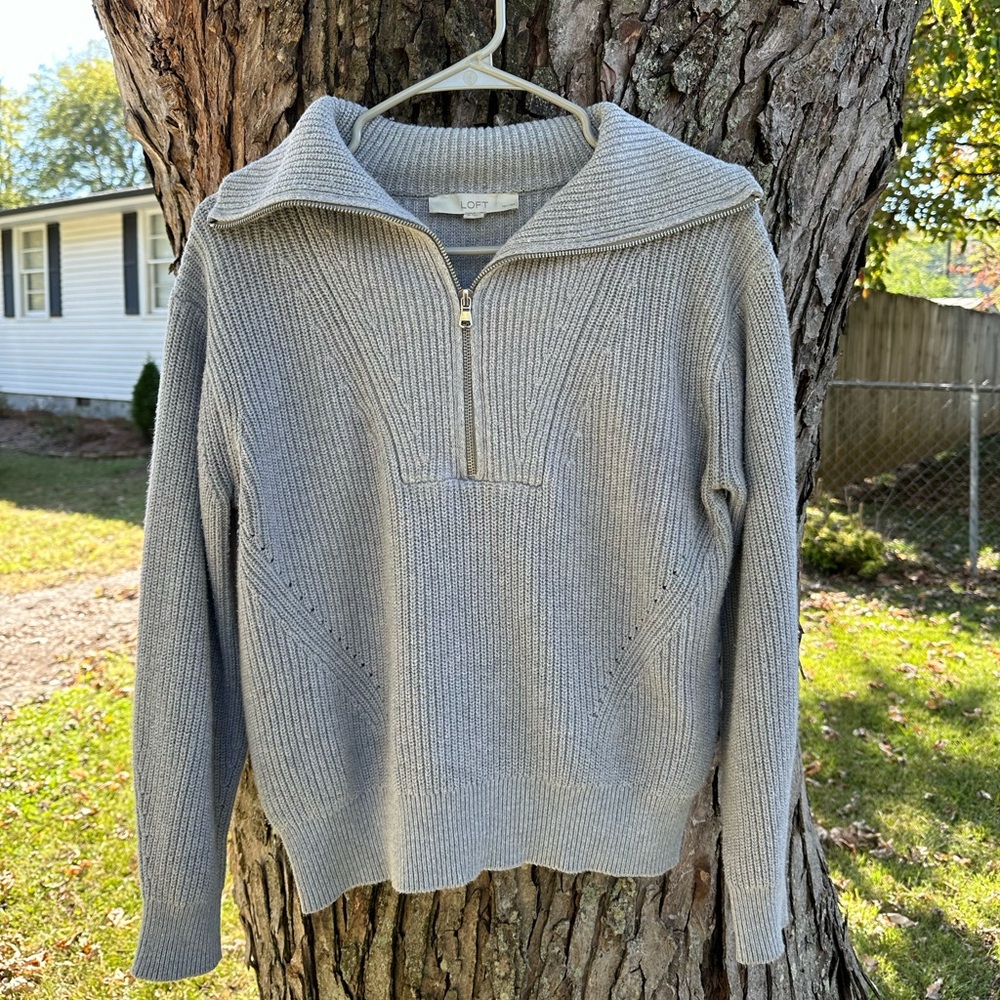 LOFT Gray Boat Sweater